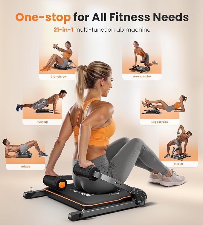 Niceday Ab Workout Equipment, Ab Machine for Stomach Workout, Ab Trainer Machine for Home, Ab Crunch Machine for Home Exercise, Sit Up Machine with Resistance Bands and 330 LBS Weight Capacity-StrideForce Fitness
