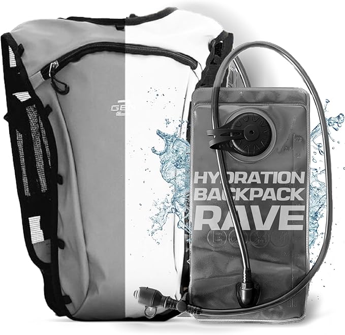 RAVERUNNER® Rave Hydropack - 2L Water Backpack for Raves, Festivals, Hiking, Running - Festival Hydration Pack for Hydration Backpack Rave-StrideForce Fitness