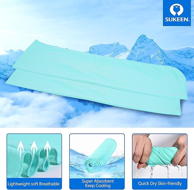 Sukeen Cooling Towel (40"x12"), Ice Towel Sets,Soft Breathable Chilly Towel,Microfiber Towel for Yoga,Sport,Running,Gym,Workout,Camping,Fitness,Workout & More Activities, 8 Pack-StrideForce Fitness