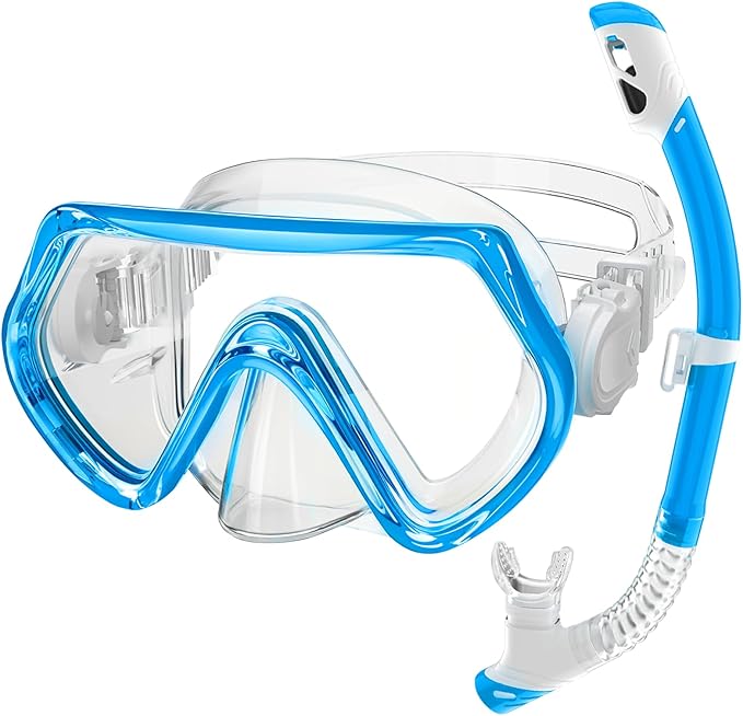 Snorkeling Gear for Kids, Kids Snorkel Set for Ages 3-14, Anti-Fog Diving Mask and Dry Top Snorkel Combo Set, Unisex Swimming Goggles-StrideForce Fitness