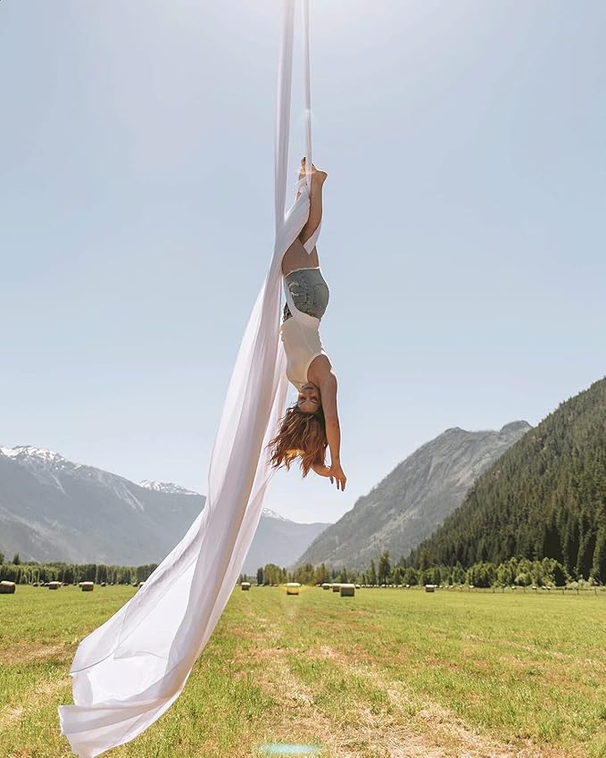 Aerial Silks Yoga Swing Set - 9/11 Yards Aerial Yoga Hammock Kit Anti-Gravity Flying for Fitness, Low/Non Stretch Nylon Tricot Fabric Hardware Included for Dance-StrideForce Fitness