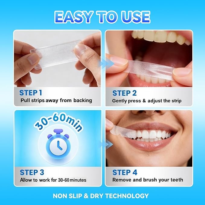 Teeth Whitening Strips - 9D Teeth Whitening Kit Professional Effects, Non-Sensitive Teeth Whitener for Enamel Safe, 14 Strips (7 Day Treatment) Remove Stains for a Brighter Smile, Mint