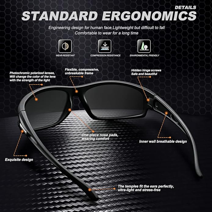 Polarized Sports Sunglasses for Men 100% UV Protection Wrap Around Unbreakable Sun Glasses for Fishing Driving-StrideForce Fitness