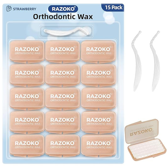 RAZOKO Orthodontic Wax for Braces Aligners Dental Wax Food Grade Orthodontic Wax Strips Precut Wax Dots