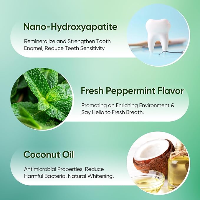 MySmile Toothpaste Tablets, Travel Friendly Mouthwash Tablets, Fluoride Free Toothpaste Tablets - Nano hydroxyapatite, Reduce Sensitivity, Natural Whitening, Remineralize Teeth, Fresh Breath. 45Tabs