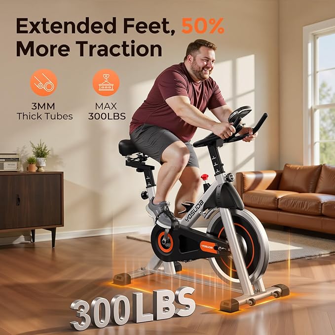 YOSUDA Exercise Bike, Brake Pad Stationary Bike for Home with Exclusive App, Magnetic Indoor Cycling Bike with 300 lb Weight Capacity, Low Noise, Tablet Holder and Fitness Courses for Weight Loss-StrideForce Fitness
