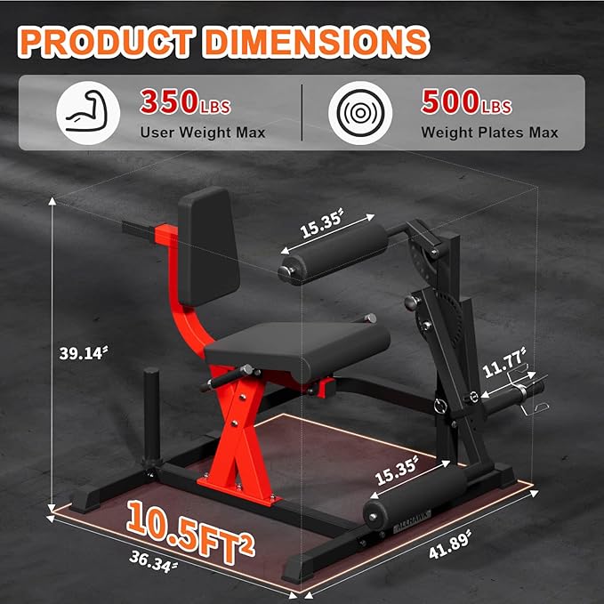 All-in-One Leg Extension and Curl Machine, Adjustable Seated Leg Rotary Extension Machine for Lower Body, Plate Loaded Home Gym Weight Machine for Thigh Workouts-StrideForce Fitness