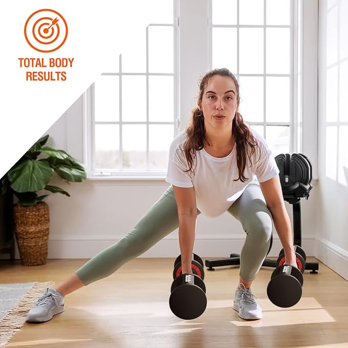 SKOK 25/55 lbs Pair Adjustable Dumbbells Set, Adjustable Weights Dumbbells Set for Men and Women with Anti-Slip Fast Adjust Weight by Turning Handle,Black Dumbbell with Tray-StrideForce Fitness