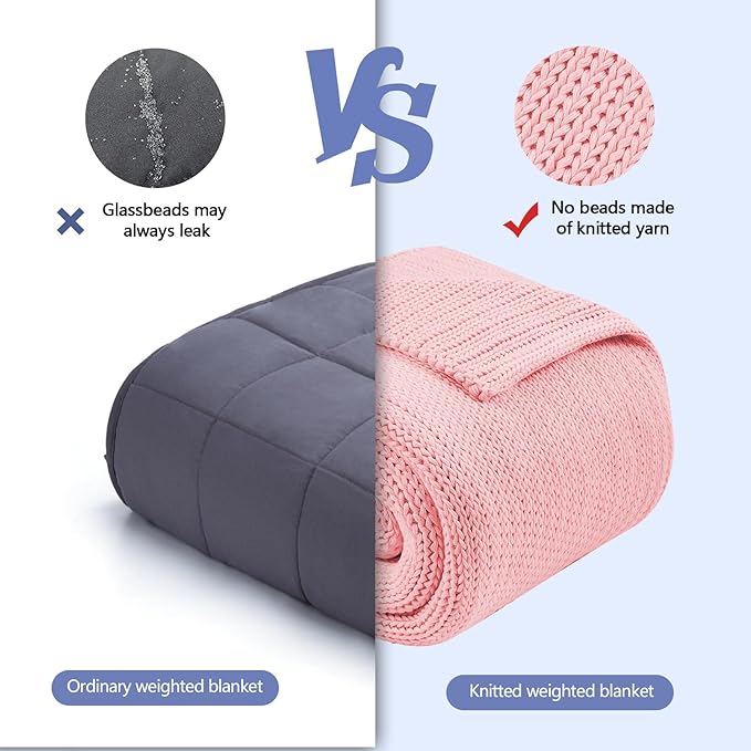 L'AGRATY Knitted Weighted Blanket - 48"x72" 12lbs Cooling Chunky Knit Heavy Blanket for Adults Braided Crochet Throw Thick Cable Yarn Knit Decorative No Beads Evenly Weighted Machine Washable-StrideForce Fitness