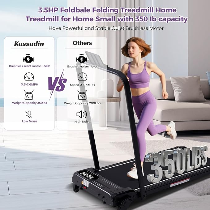 Portable Foldable Walking Pad with Handle Bar and Adjustable Incline, Under Desk Walking Pads Treadmill with Incline and Handles, 3.5HP Folding Electric Treadmills for Home Small, 0.6-7.6MPH, 350LBS-StrideForce Fitness
