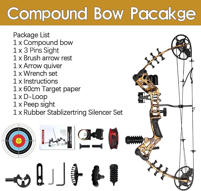 Youth Compound Bow Set 15-45 Lbs for Teens and Beginner, Package with Archery Hunting Equipment, Max Speed 260fps, Adjustable, Right Hand-StrideForce Fitness