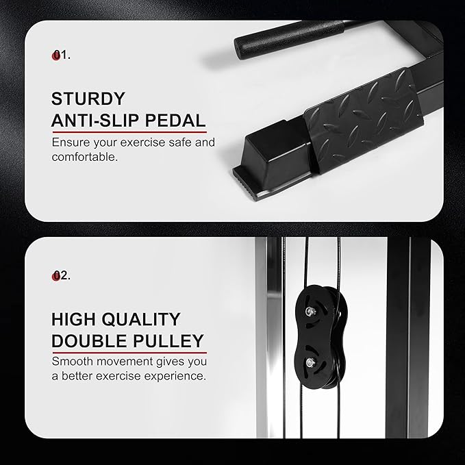 LAT All-in-one Machine with High and Low Pulley Station, LAT PullDown and LAT Row Cable Machine, LAT Tower with Adjustable Leg Support for Home Gym Total Body Training-StrideForce Fitness