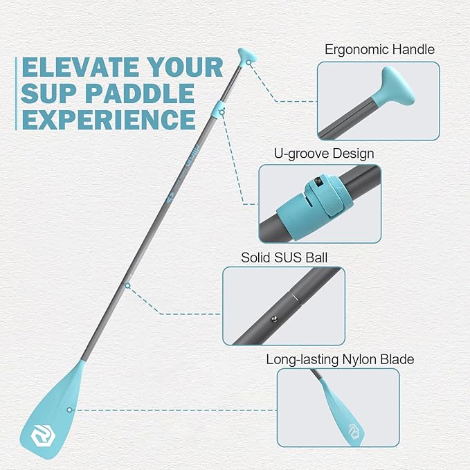 SUP Paddle - Paddle Board Paddle 4 Piece Stand Up Paddleboard Paddles Lightweight Floating Kayak Paddle - Light Blue - Lake Green - Light Green-StrideForce Fitness