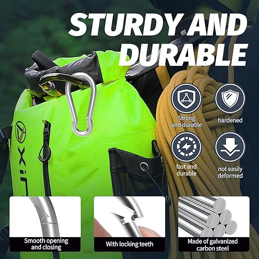 50PCS M5 Spring Snap Hook Carabiner, Heavy Duty Galvanized Steel Carabiner Clip, 200LBS Holding Capacity Spring Clips for Hammock Swing Outdoor Travel-StrideForce Fitness