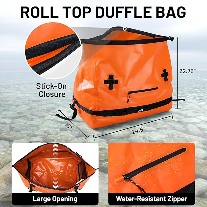 MIER Large Waterproof Duffel Bag Rolltop Dry Backpack Duffle Bags for Kayaking, Rafting, Boating, Swimming, Camping, Travel, Gym, Beach, 60L/80L-StrideForce Fitness