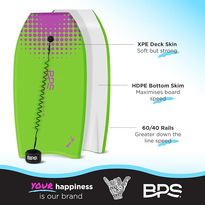 BPS 'Storm' Bodyboard with Premium Coiled Leash - Lightweight with EPS Core, Durable for All Wave Conditions-StrideForce Fitness