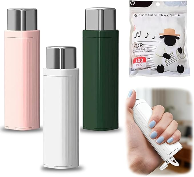 Portable Floss Dispenser with 100 Pcs Dental Floss, 2026 New Dental Floss Dispenser Dental Floss Picks Case, Refillable Automatic Travel Floss Pick Organizer Pocket Floss Boxes (3 Pcs Mix Color)