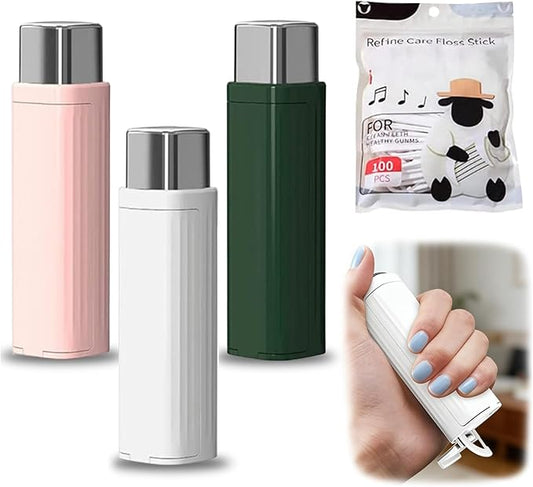 Portable Floss Dispenser with 100 Pcs Dental Floss, 2026 New Dental Floss Dispenser Dental Floss Picks Case, Refillable Automatic Travel Floss Pick Organizer Pocket Floss Boxes (3 Pcs Mix Color)