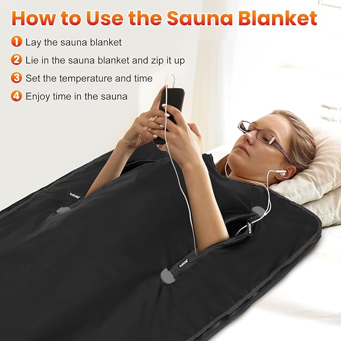 Sauna Blanket, Sauna, Portable Sauna for Home, 86-158℉, 20-60 Minutes Timer, 6 ft x 2.62 ft-StrideForce Fitness