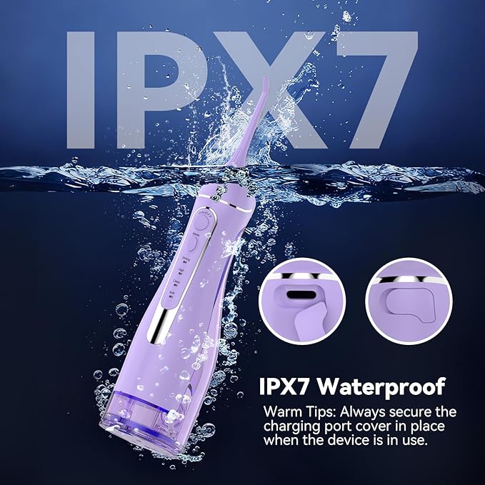Water flossers for Teeth Pick, Portable Oral Irrigator Dental with 4 Modes 5 Jet Tips, IPX7 Rechargeable Water Tooth Flosser for Braces Sensitive Gum Care, 300ml Tank for Home Travel Use