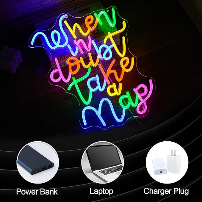 Dimmable When In Doubt Take A Nap Neon Sign USB Powered Colourful Neon Light for Wall Decor Funny Letters Led Light Up Sign for Study Room Office Bedroom Home Classroom Neon Decor-StrideForce Fitness