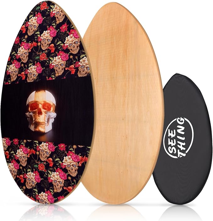 seething 35 Inch Skimboard with High Gloss Coat Wood Skim Board for Beginners,Kids, Teenagers, Adults and All Skimming-StrideForce Fitness