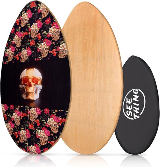 seething 35 Inch Skimboard with High Gloss Coat Wood Skim Board for Beginners,Kids, Teenagers, Adults and All Skimming-StrideForce Fitness