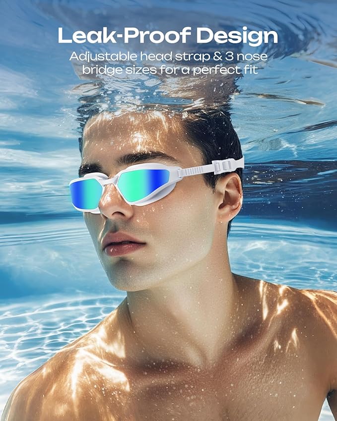 Swim Goggles, Unisex Adult Swimming Goggles for Men Women Youth - Anti Fog, Anti UV, No Leakage, HD Wider View-StrideForce Fitness