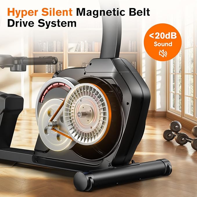 pooboo Recumbent Exercise Bike, Stationary Bikes for Home with Arm Exerciser, Magnetic Recumbent Bike with Ergonomic Backrest & Comfortable Seat, Smart APP, Pulse Sensor, 400LBS Weight Capacity-StrideForce Fitness