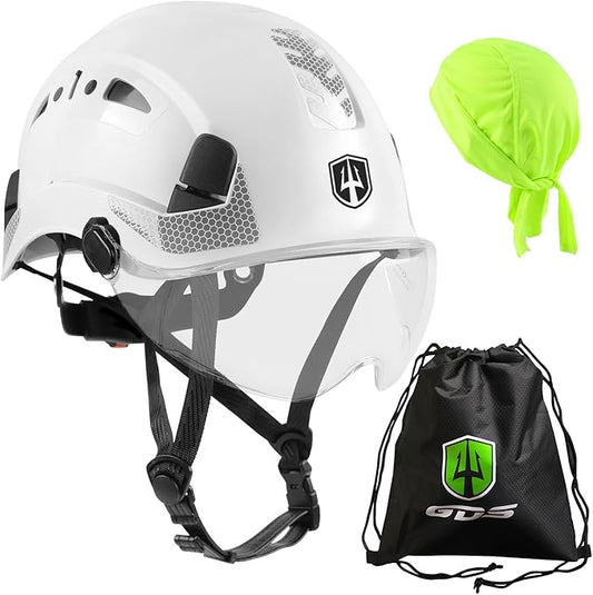 GREEN DEVIL Safety Helmet Hard Hat with Chin Strap Vented Lightweight Adjustable Hardhat for Men Women with Hi-Viz Design Ideal for Tree Climbing Work at Height-StrideForce Fitness