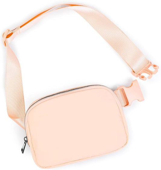 ODODOS Unisex Mini Belt Bag with Adjustable Strap Small Fanny Pack for Workout Running Traveling Hiking, Pale Coral-StrideForce Fitness
