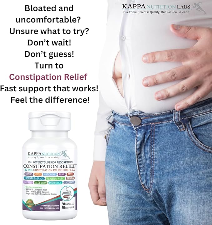 Constipation Relief & Advanced Gut Cleanse Detox for Women and Men – with Cascara Sagrada, Psyllium Husk, Senna Leaf & Probiotics – Non-GMO Colon Cleanse – 60 Capsules – Take 1–2 Daily-StrideForce Fitness