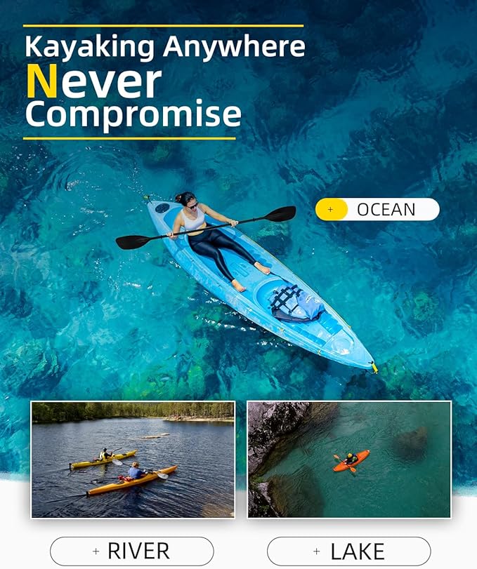 OCEANBROAD Kayak Paddle 86in/218cm, 90.5in/230cm Alloy Shaft 2-Piece Floatable Kayak Oar for Kayaking Canoeing Boating-StrideForce Fitness