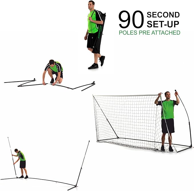 QUICKPLAY Kickster Soccer Goal Range – Ultra Portable | Quick and Easy Set Up | Includes Net and Carry Bag | Available in 7 Sizes | Backyard Soccer Net for Kids & Adults [Single Goal]-StrideForce Fitness