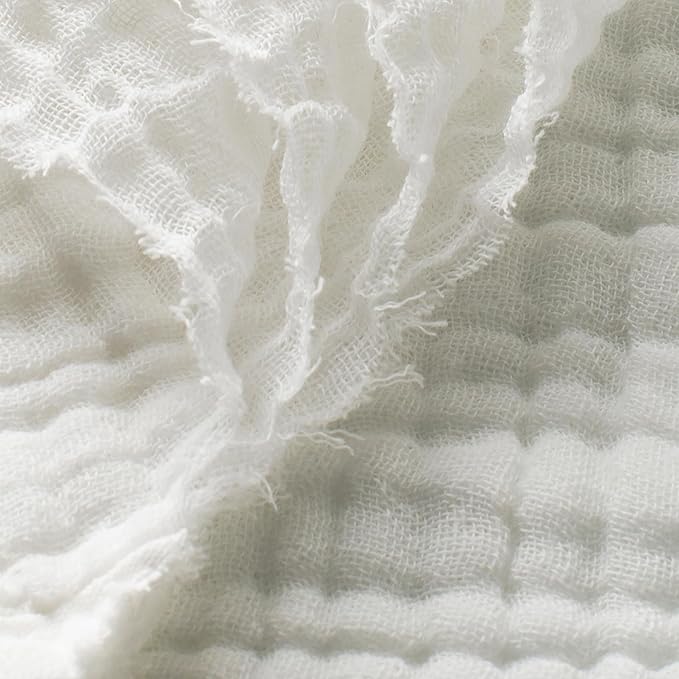 Carriediosa 100% Cotton Muslin Throw Blanket 70" X 80" Twin Size，4-Layers Summer Gauze Throws for Bed Couch，Soft Lightweight Breathable Linen Blankets Bedspread for Adults All Season，White-StrideForce Fitness