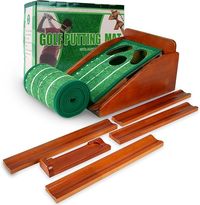 Putting Green Indoor,Golf Putting mat with Auto Ball Return – Premium Golf Putting Mat for Home, Office, or Outdoors – Perfect Golf Gift for Men & Women, Practice Anywhere-StrideForce Fitness