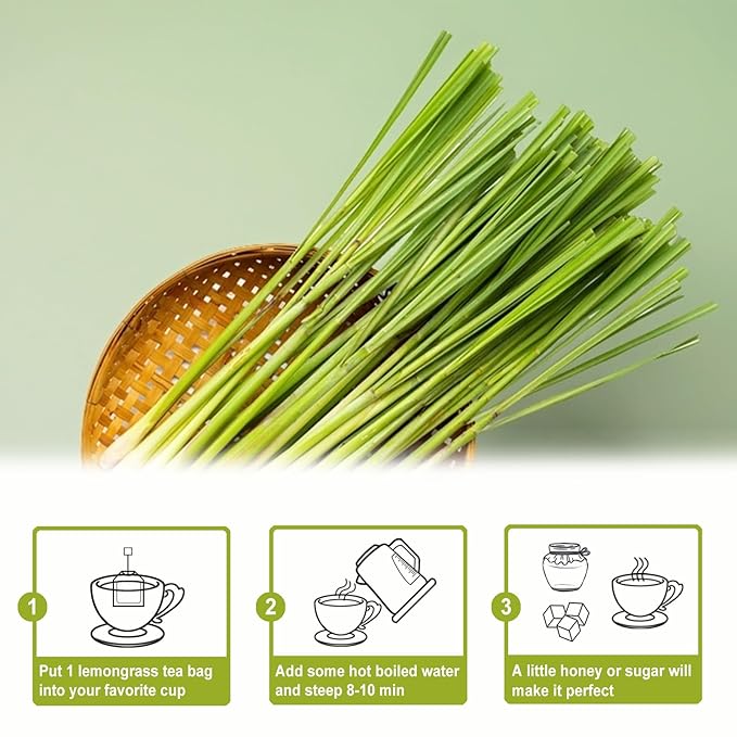 TEARELAE - Lemongrass Tea Bags, 40 Count - Premium Natural Lemon Grass Herbal Tea Bags - Non-GMO - Caffeine-free - Support Healthy Digestion-StrideForce Fitness