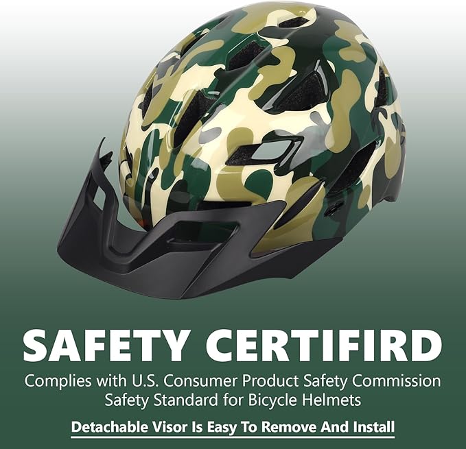 Kids Bike Helmet,Bavilk Kids Boys Girls Bike Helmets with LED Light Detachable Visor Children Youth Teen Multi-Sport for Skating Cycling Scooter Skateboard Adjustable & Lightweight 19.7"-22.4"-StrideForce Fitness