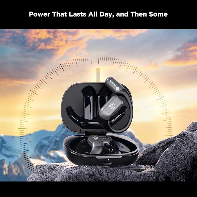 BUGANI Open Ear Headphones Wireless Earbuds,5.4 Bluetooth Headphones, IPX5 Waterproof Ear Buds for Running Workout Cycling Gift(Black)-StrideForce Fitness