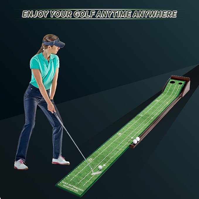 Putting Green Putting matt for Indoors Golf Putting Mat - Indoor Putting with Ball. Putting matt for Golf Practice, Portable and Easy to Clean. Great Gift-StrideForce Fitness