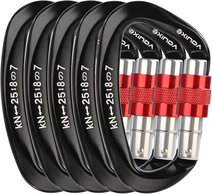 Screwgate Locking Carabiner Clip - Professional Rock Climbing Carabiner Screw Lock,Heavy Duty Carabiners for Climbing,Mountaineer,Hammock,Camping,Outdoor Equipment-StrideForce Fitness