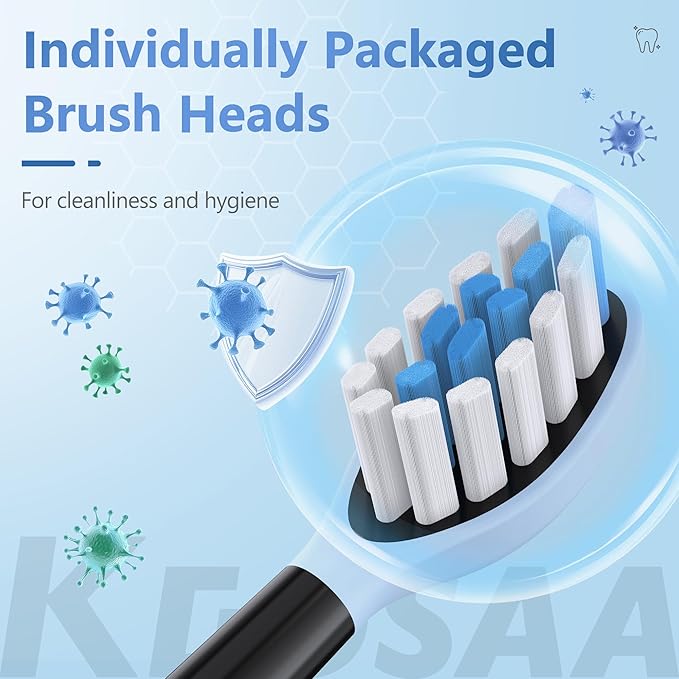 Replacement Brush Heads Compatible with Philips Sonicare Electric Toothbrush, 2-in-1 Tongue Cleaner, 10 Pack, Ice Blue, Suitable for Philips Sonicare Heads, C2, C1, C3, W1, W2, W3, G1, G2, G3