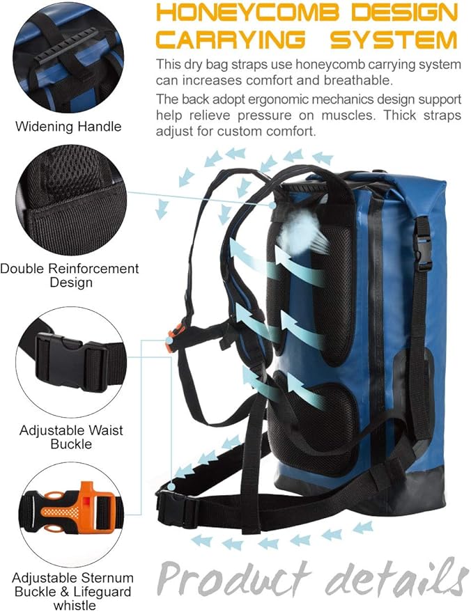 IDRYBAG Waterproof Backpack for Men 20L/30L/40L, Floating Dry Bag Kayak, Dry Backpack Hiking-StrideForce Fitness