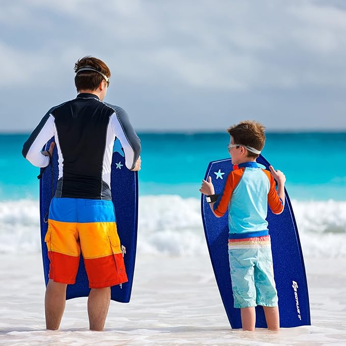 KOTEK 33/37/41 Inch Body Board with Wrist Leash, EPS Core, Dual Channel, HDPE Slick Bottom, Bodyboard for All Skill Levels & Wave Conditions-StrideForce Fitness