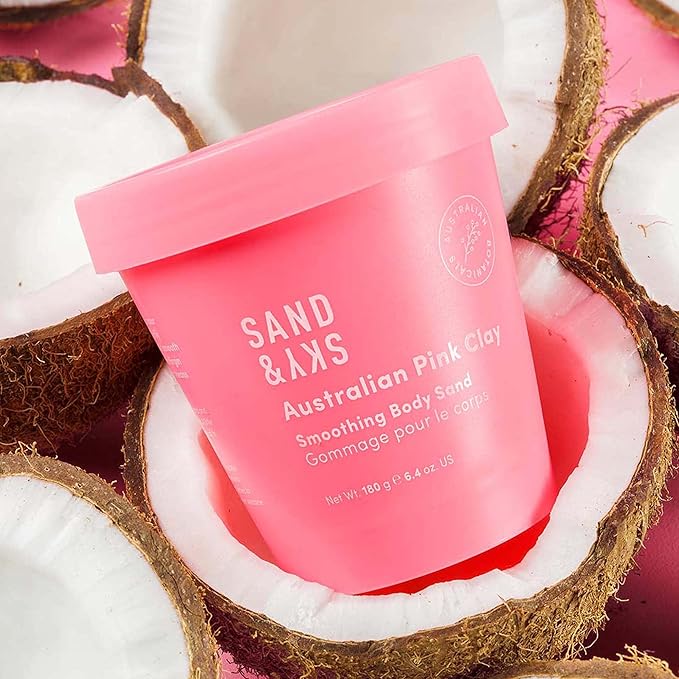 Sand & Sky Australian Pink Clay Exfoliating Body Scrub with Macadamia Oil - Smoothing Shimmer Body Polish for Cellulite Reduction, Helps with Keratosis Pilaris, 6.8 oz-StrideForce Fitness