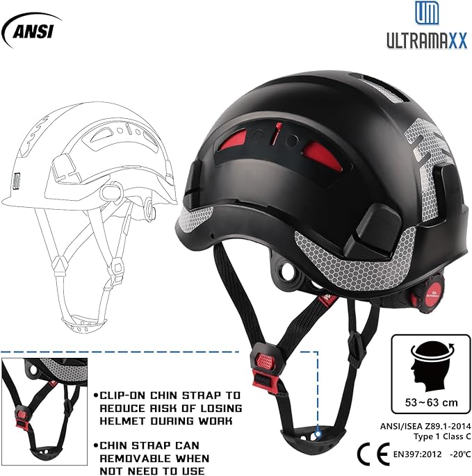 Safety Helmet Hard Hat, ANSI Z89.1 Approved Lightweight Vented Work Helmet, 6-Point Adjustable Ratchet Suspension Hardhat Ideal for Industrial and Construction-StrideForce Fitness