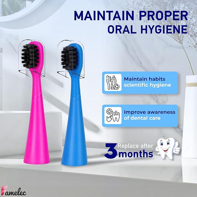 10Pcs for Burst Kids Replacement Heads, Perfect Fit for Burst Toothbrush Heads Kids, Ultra Soft Bristles for Deep Clean, Perfect for Toothbrush Heads (Pink and Blue)