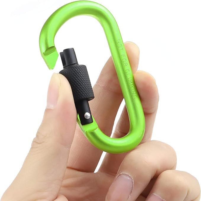 10 Pack Aluminum D Ring Key Rings Hiking Clips Locking Carabiner for Hiking Camping Fishing and Outdoor Use，Clips with Screw Gate Multicolored-StrideForce Fitness