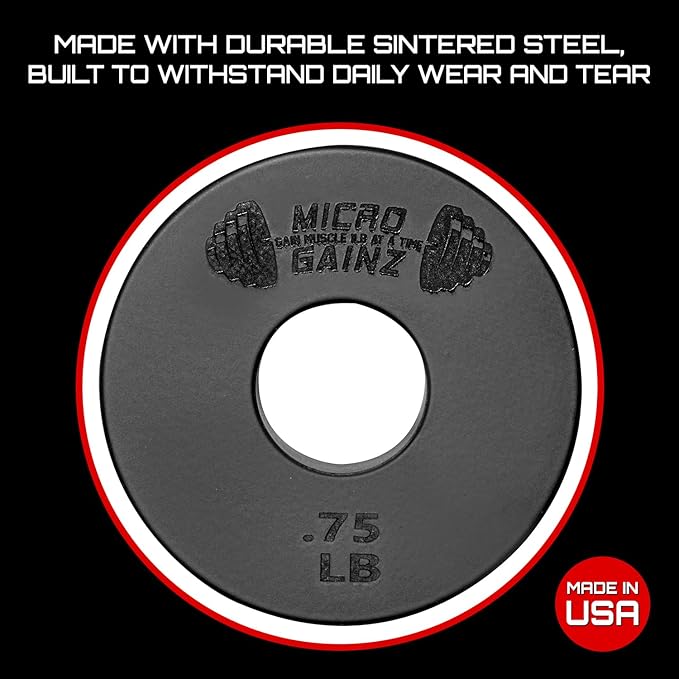 Micro Gainz Standard 1-Inch Center Hole Weight Plates, Set of 2 Black Fractional Plates Choose Set (.25LB-1.25LB), Designed for Standard 1-inch Barbells & Dumbbells, Made In USA-StrideForce Fitness