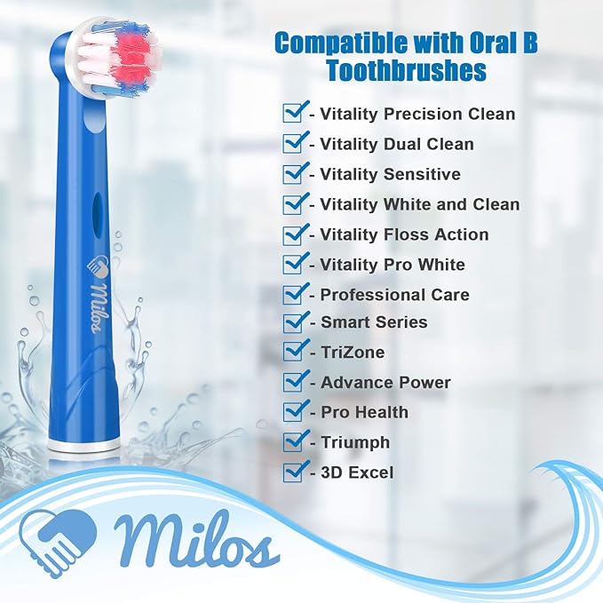 Milos Kids Replacement Heads Compatible with Oral B - Replacement Toothbrush Heads for Teenagers Aged 10-16 Soft Sensitive Replacement Brush Heads 16 Pack